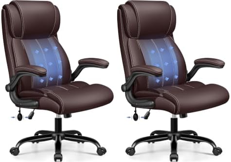 BESTFAIR Ergonomic High Back Office Chair, Adjustable Lumbar, Coffee 2 Pack by BESTFAIR