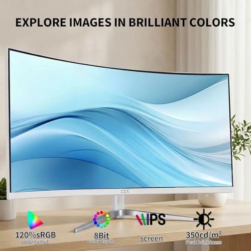 ZZA 34 Inch Ultrawide Curved Monitor Built in Speakers 4K Gaming Computer Monitor 100Hz, WQHD(3440x1440P) Curved 3800R 21:9 Ultra Wide PC Display, 130% sRGB, HDMI &DP, VESA Mount Compatible-White - Image 4
