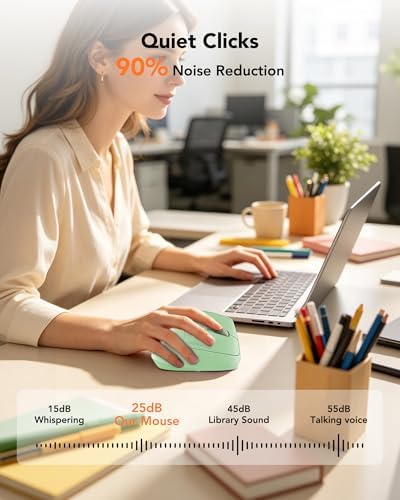 KYSONA Ergonomic Mouse Wireless, Bluetooth Vertical Mouse, 5-Level Adjustable DPI, 2.4G Silent Switch Mice for Windows, MacOS, IPadOS, Laptop, PC, Green - Image 6