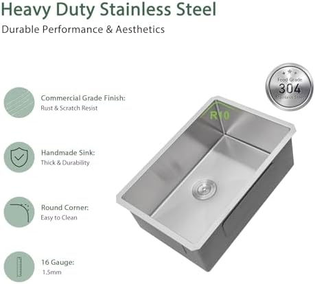 32 Inch Undermount Stainless Steel Kitchen Sink - Image 4