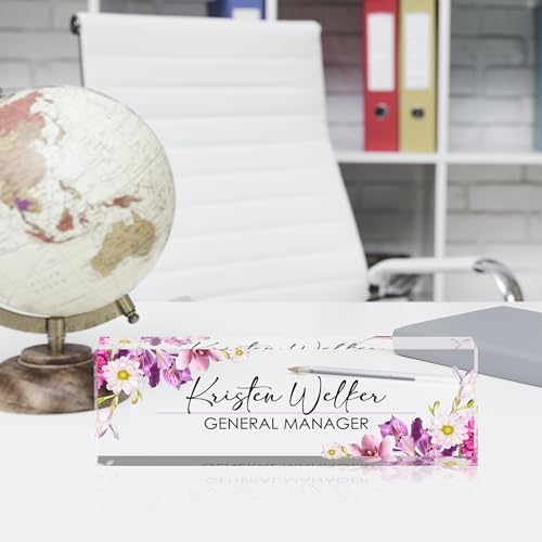 Personalized Name Plates for Office - Gifts for Teacher, Boss, Employee Appreciation - Office Desk Decor (Floral) - Image 6