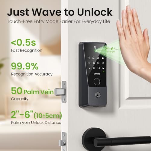 GHome Smart Palm Vein Door Lock, Built-in WiFi Keyless Entry for Front Door - Image 2