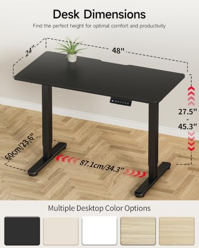 Okin Standing Desk Electric Adjustable Computer Whole Piece Stand up Desk Office Gaming Home Office Memory Desks 48x24 inches Black - Image 3
