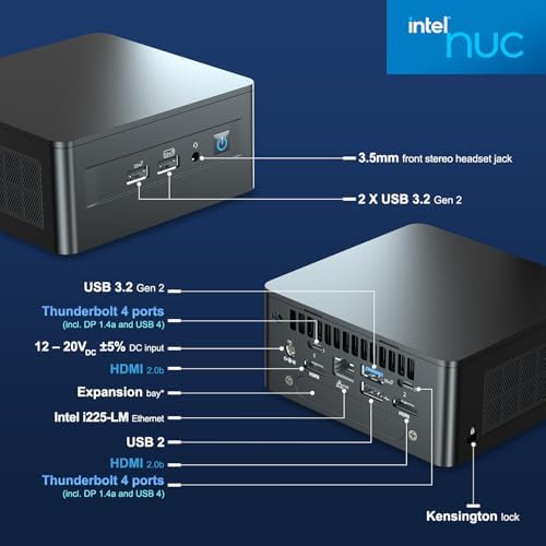 ASUS NUC 12Pro, Intel NUC 12 Pro NUC12WSHi7 Mini PC, Intel Core i7-1260P (12C/16T, Up to 4.8GHz), 32GB DDR4 RAM, 1TB PCIe 4.0 NVMe SSD, Iris Xe Graphics, WiFi 6E, BT 5.3, 8K Support, Win 11 Pro - Image 4