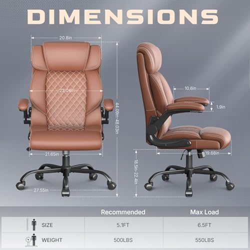 Office Chair, Executive High Back Big and Tall Office Chair,Brown - Image 3