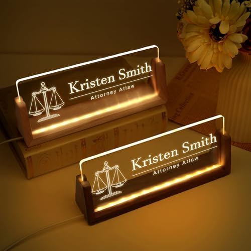 Custom Name Plate for Desk, Personalized Light Up Acrylic Desk Name Plate, Personalized Office Gifts for Lawyer Coworkers, Employee Appreciation GIfts, Office Decor for Women Men (Design12-Lawyer) - Image 5