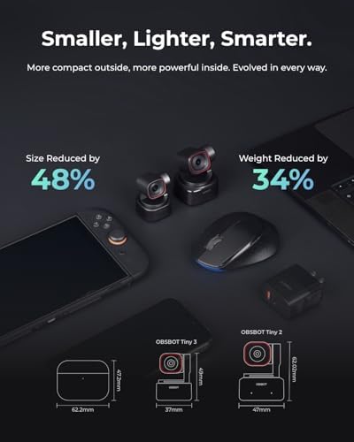 OBSBOT Tiny 3 AI-Powered Spatial Audio 4K Webcam, AI Tracking PTZ Camera - Image 3