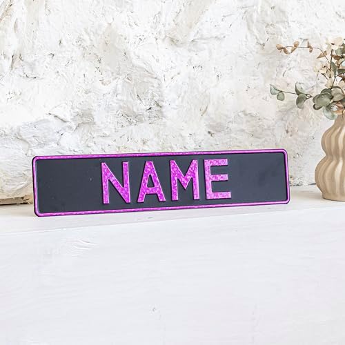 Custom Black on Black Nameplate Name Plate European License Home Decor Metal Art Personalized Front Delete Interior Funny Gift (Crystal purple) - Image 3