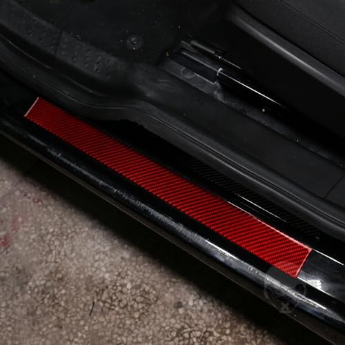 Real Soft Red Carbon Fiber Car Door Pedal Panel Entry Guard Protector Sticker Auto Interior Decoration Accessories Compatible with Benz Smart 2016 2017 2018 2019 2020 2021(Near Door) - Image 2