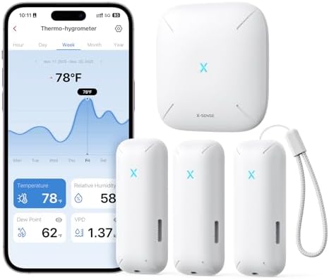 X-Sense Smart Wi-Fi Temperature and Humidity Monitor, 3 Sensors & Base Station by X-Sense