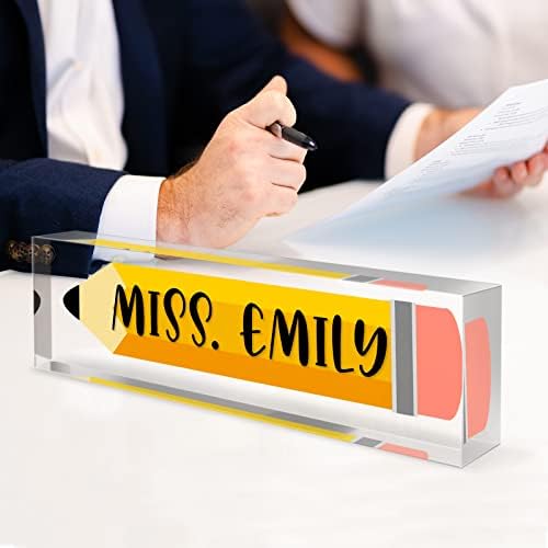 Teacher Office Desk Name Plate Personalized, Custom Name Plates for Desks, Teachers Office Desk Decor, Clear Acrylic Glass Block, Personalized Office Gifts for Teachers Laywers, Appreciation Gifts - Image 6