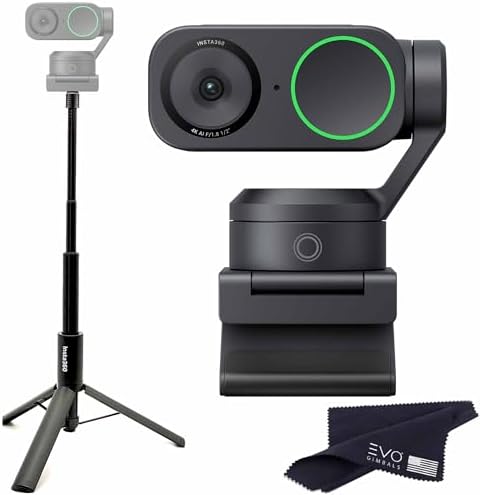 Insta360 Link 2-PTZ 4K Webcam with 1/2" Sensor, AI Tracking, Gesture Control, HDR, Noise-Canceling Mic, Webcam for Laptop, Live Streaming, Gaming (with Tripod Selfie Stick) by Unknown
