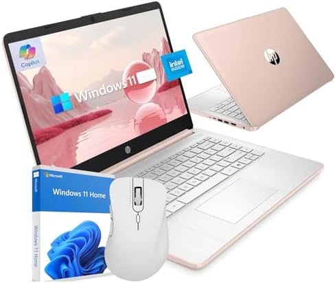 HP Ultrabook 14 Laptop Computer Business Study & Home 2026, MS Office for The Web + Windows 11 Home, Quad-Core Intel CPU, 128GB SSD, WiFi 6, Rose Gold by Unknown
