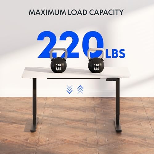FLEXISPOT E6 3-Stage Dual Motor Electric Standing Desk 48 x 24 Sit Stand Up Desk, Holds 220 lbs, Adjustable Height w/Memory Presets, One-Piece White Desktop & Black Frame, Ships in 2 Boxes - Image 6