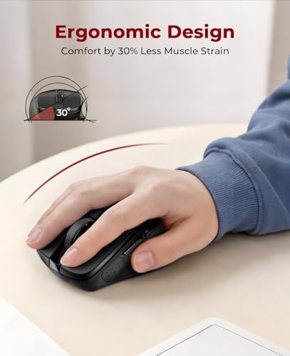 Redragon Wireless Mouse BT5.0/3.0 & 2.4G, 6 Buttons, 5 Level 4000DPI Bluetooth Mouse, 18 Months Battery, Portable Optical Computer Mice for Laptop, PC, Chromebook, Windows, Mac-Black - Image 3