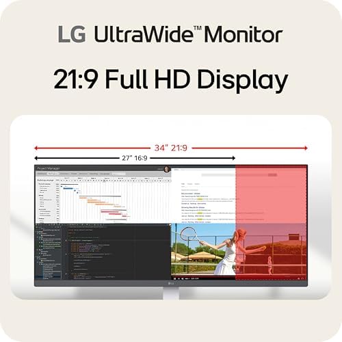 LG 34U530A-W 34-inch UltraWide WFHD (2560 x 1080) IPS Wide Computer Monitor, 100Hz, VESA DisplayHDR 400, HDMI, DisplayPort, USB Type-C, Tilt/Height/Swivel Stand, White - Image 2