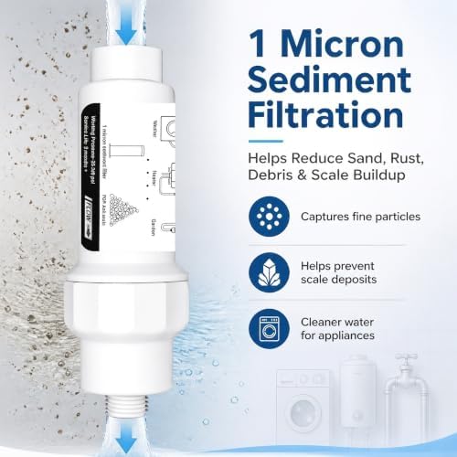 Garden Hose Filter for Washing Machine, RV, Pool & Pet – High-Efficiency Sediment & Scale Water Filter with Replaceable Cartridge Design,3/4" GHT,Anti-Corrosion, NSF Certified - Image 2
