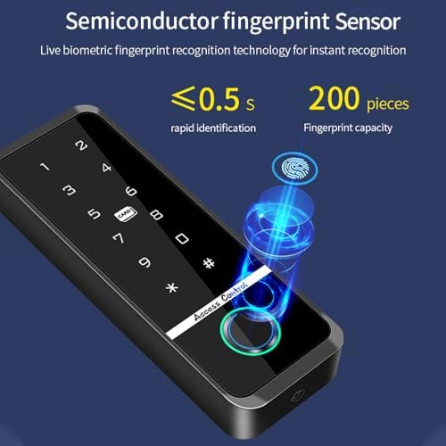 WiFi Access Control Keyboard Fingerprint Door Lock 125Khz EM+13.56Mhz MF RFID Card Reader Controler Keypad Intercom System,Smart Lock Electronic System Work with Tuya App Control Waterproof IP67 - Image 4