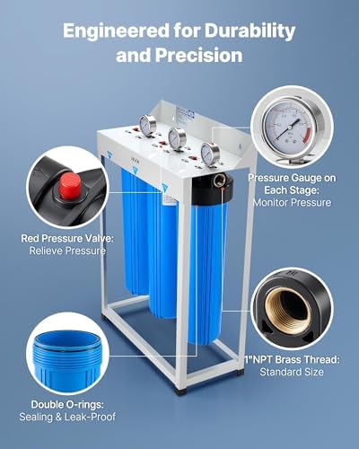 VEVOR Whole House Water Filter System, 3-Stage | Sediment, IMR, CTO | 4.5" x 20" Home Water Purifier Filter Reduce Iron, Manganese, Chlorine, Bad Taste, Odor, Rust - Image 5
