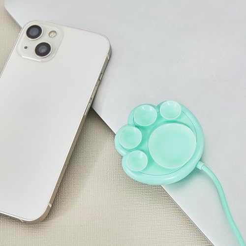 Blue Cat Paw Wireless Charger - 15W Fast Charging Pad for iPhone & Android, Cool Tech Gift for Cat Boys, Best Buds & Teens (Modern Design) (No AC Adapter) (Light Blue) - Image 4