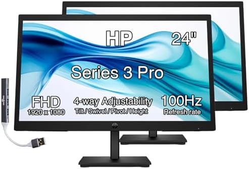 HP Series 3 Pro 24" 100Hz FHD IPS Monitor (2-Pack) by HP