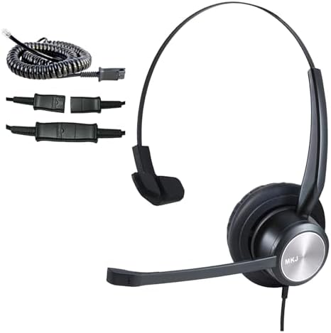 MKJ Cisco Phone Headset Corded RJ9 Telephone Headset Noise Canceling Mic by MKJ