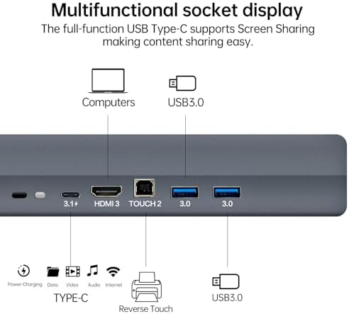 JAV 75" Smart Board Pro Google EDLA Certified 4K UHD Interactive Whiteboard for Classroom Office All-in-One Touchscreen Display with 48MP AI Camera 100W Soundbar Android 14 8+128GB Wall Mount Included - Image 3
