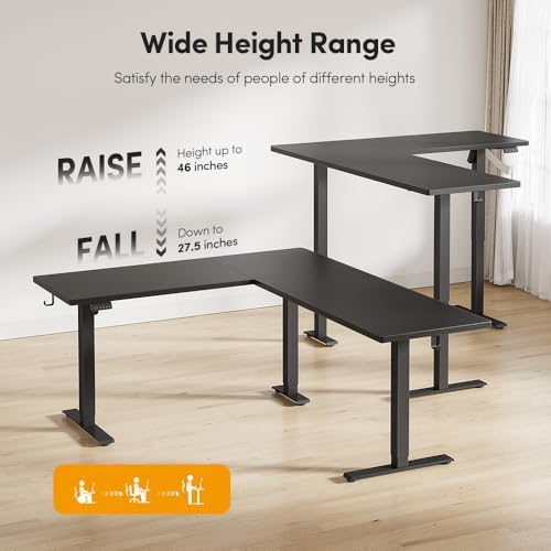 Cubiker 75 * 63" L Shaped Standing Desk, Reversible Corner Standing Desk, Suitable for Home Office, Black - Image 5