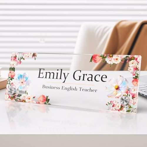Personalized Acrylic Office Desk Name Plate with Standoff Barrels by nyareka