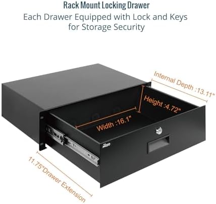 Tecmojo 3U Rack Drawer,Rack Mount Drawer for 19in Network Equipment/Server/AV Rack or Cabinet Enclosure,Sliding and Lockable Server Rack Drawer - Load-Bearing 44lb (20kg),with Cable Management Holes - Image 3