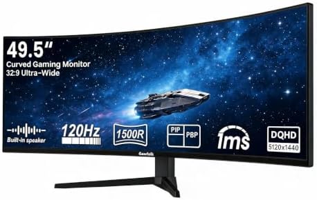 Gawfolk 49 inch Curved Gaming Monitor, 5120x1440 DQHD Ultra Wide Monitor by Gawfolk