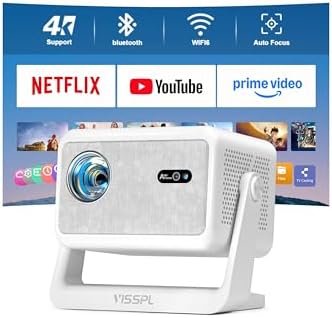 4100ANSI 4K Smart Projector with WiFi and Bluetooth, Auto Focus by VISSPLPROJECTOR