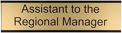 ExcelMark Assistant to the Regional Manager Desk Plate – 2"x 8"Novelty Name Plate – Gold Name Plate with Black Desk Holder - Image 2