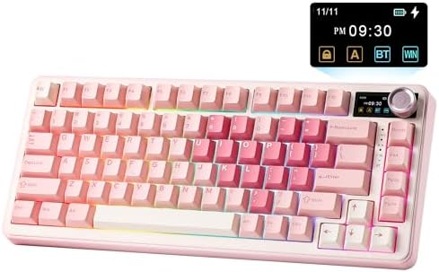 YUNZII B75 PRO MAX 75% Mechanical Keyboard (Pink Heart, Milk Switch) by YUNZIIMECHANICALKEYBOARD