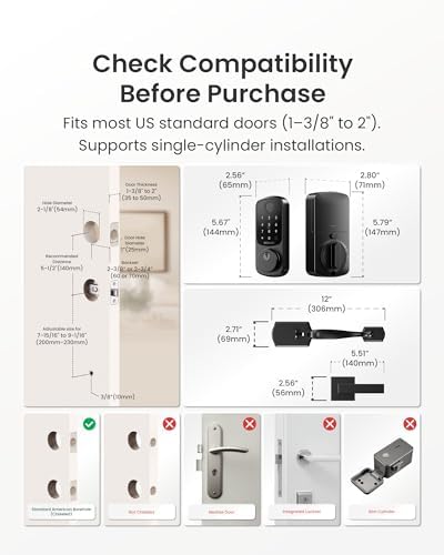 DESLOC B200 Smart Front Door Lock Handle Set, Fingerprint & App Control - Image 6