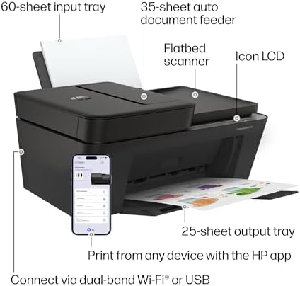 HP DeskJet 4355 Wireless All-in-One Color Inkjet Printer, Scanner, Copier, Best-for-Home, 3 Month Trial of Instant Ink Included, AI-Capable (AJ4Y0A) - Image 5