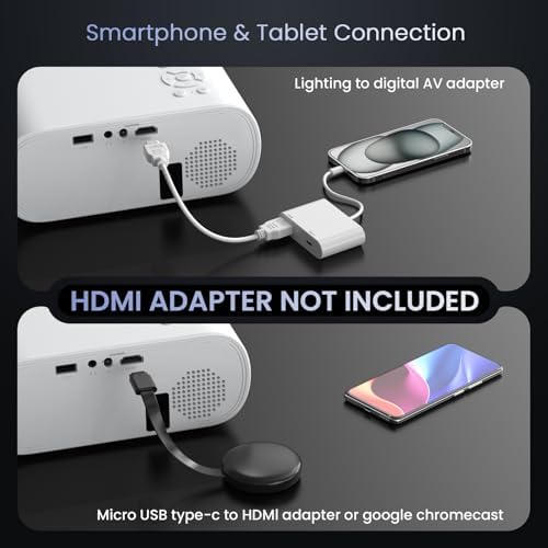 HOMPOW Native 1080P Projector, Mini Bluetooth Portable Movie Projector - Image 3