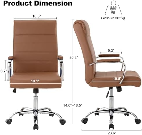 Office Desk Chair,Modern Leather Conference Room Chairs,High Back Home ofiice Chair,Adjustable Height Swivel Executive Computer Chair with Armrest and Padded Seat,Brown - Image 3