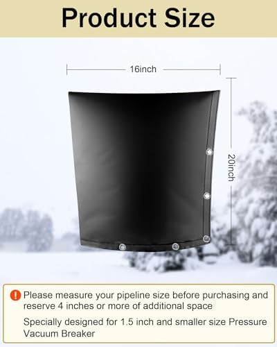 Backflow Preventer Pipe Insulation Cover (5°F), POROLIR 20"X16" Thicker Pressure Vacuum Breaker Cover, Water Well Pump Sprinkler Valve Cover for Winter Freeze Protection, Black - Image 2