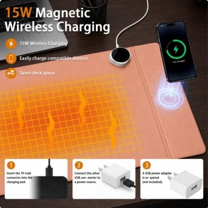 Heated Desk Pad Mouse Mat - Keyword Hand Warmer for Office Desktop, Pink - Image 4