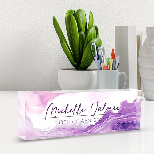 Name Plate for Desk-Personalized Name Plates for Desk-Name Plate Personalized for Office-Gifts for Teacher Boss Employee Appreciation Office Desk Decor (purple ink), MYDZBJMT1009 - Image 7