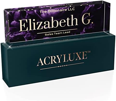 Desk Name Plate Personalized, Custom Name Plates 2½/x8 Inches, Thick Crystal-Clear Acrylic, Gift Box, Office Desk Decor. USA Made by ACRYLUXE (Blossom) - Image 6