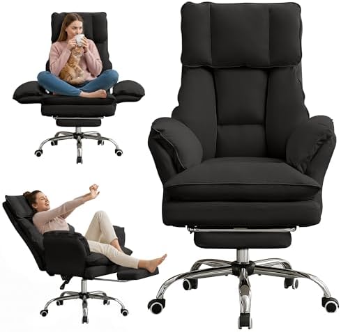 JOMEED Cloud Cross Legged Office Chair with Footrest and Flip Armrest,Black by JOMEED