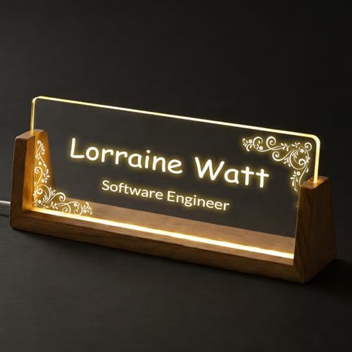 Custom Desk Name Plate,Light Up Acrylic Office Sign, Personalized Gift for Boss Coworker Teacher, Employee Appreciation Award, Home Office Decor - Image 2
