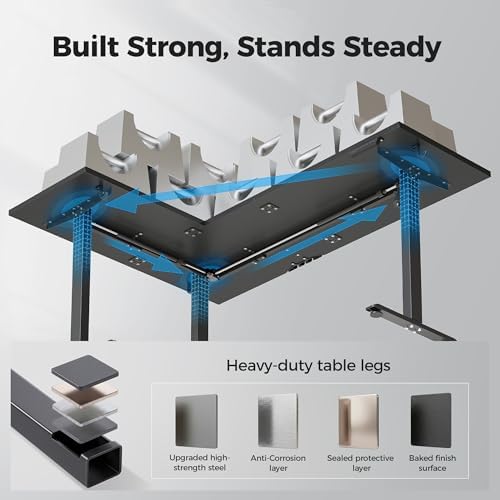 Agilestic L Shaped Standing Desk 63 inch Adjustable Height, Electric Corner Standing Desk, Sit Stand Computer Table with Splice Board, Black - Image 5