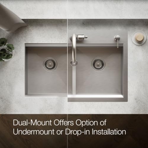 KOHLER 80085-2PC-NA Task™ 33" Smart Divide Top-/Undermount Double-Bowl Workstation Kitchen Sink, Includes Workstation Sink Accessories, Stainless Steel, 2 Faucet Holes - Image 6