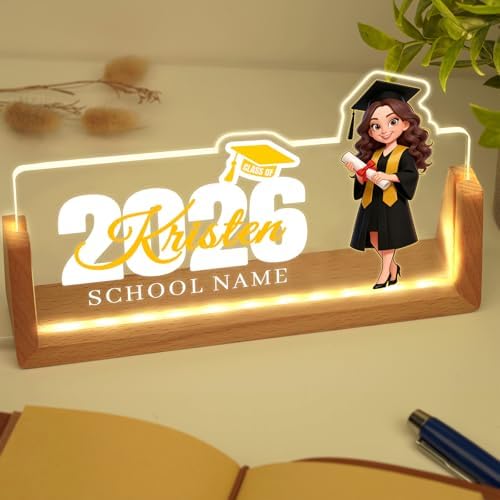Custom Light Up Name Plate for Desk, Desk Name Plate Personalized with Logo, Employee Appreciation Gift, Personalized Office Gifts for Boss Coworkers Teacher, Office Decor for Women Men (Graduation style for girls) - Image 5