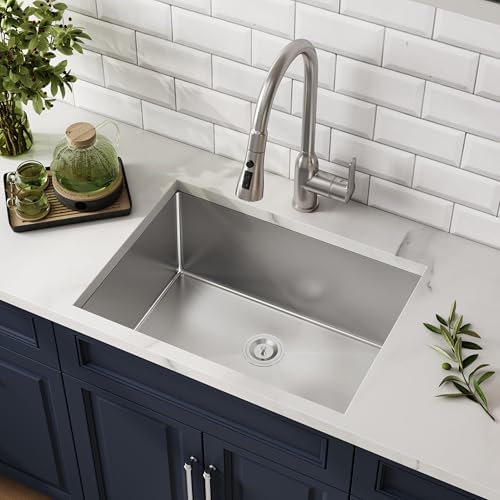 23 Inch Undermount Handmade Single Bowl Kitchen Sink by Quikore