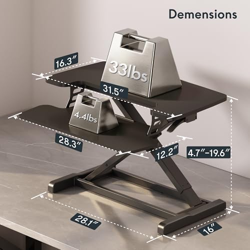 FLEXISPOT 32" Standing Desk Converter, Black - Image 3