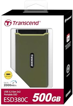 Transcend 500GB ESD380C Portable SSD Up to 2000MB/s Shock-Resistant, Type C - Image 2